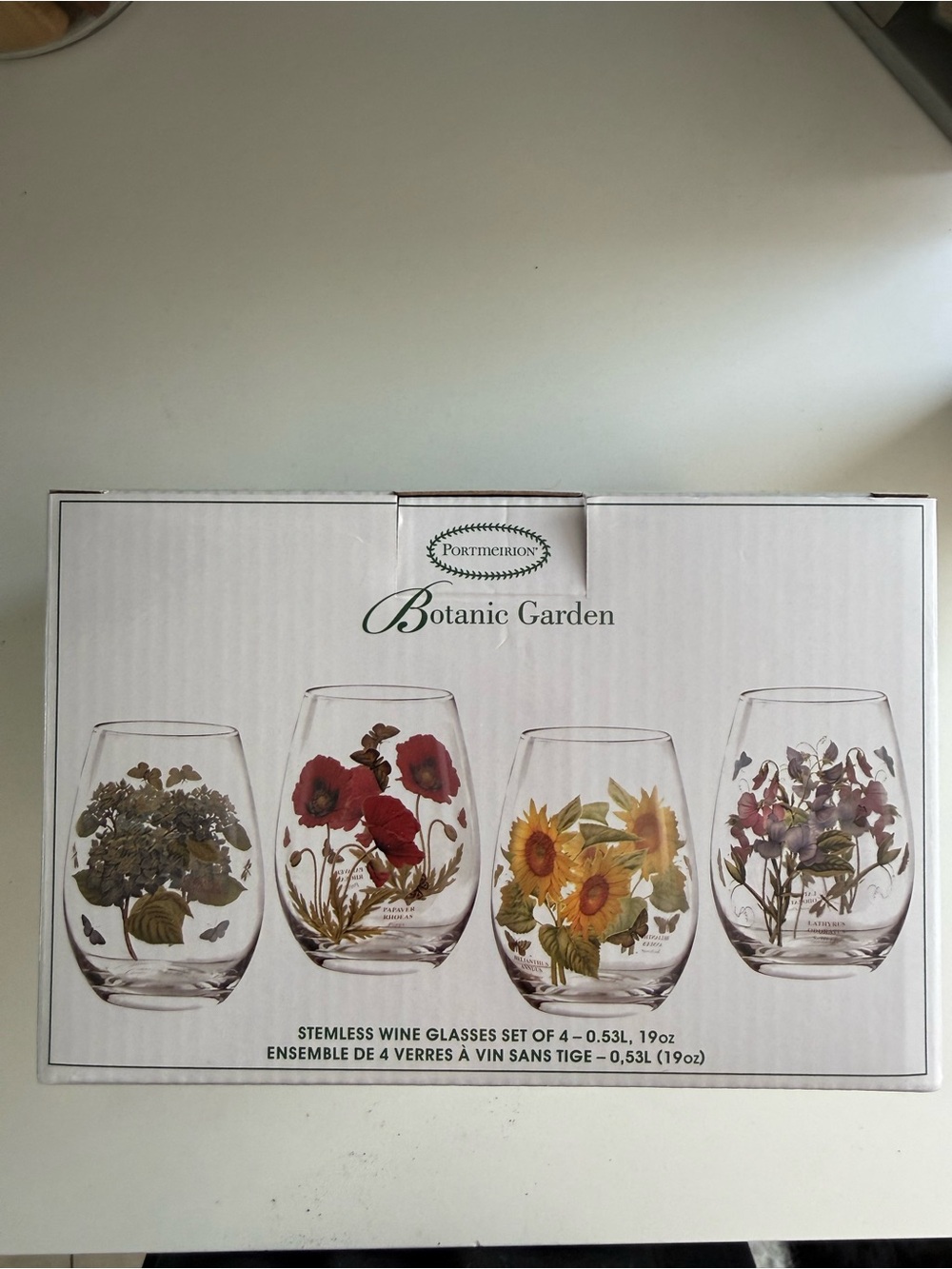 Portmeirion Botanic Garden Stemless Wine Glasses Set of 4 19 oz